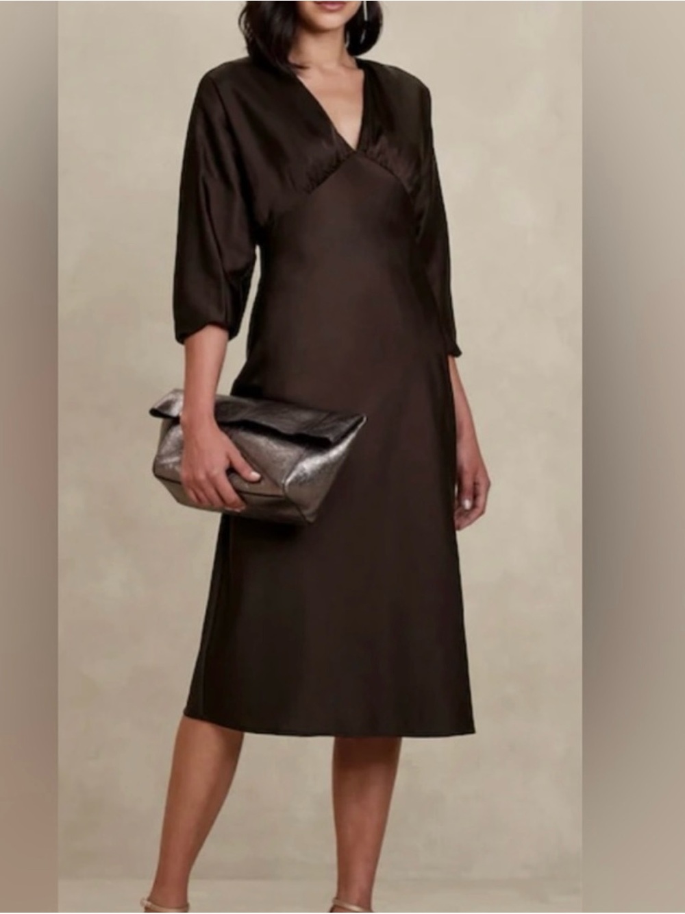 Banana Republic chocolate satin dress